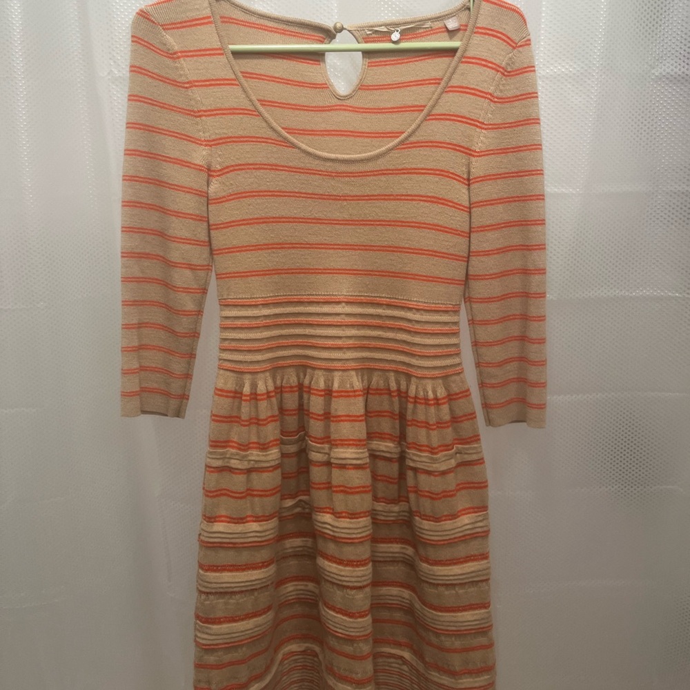 Anthropologie Tan and Orange Knit Top